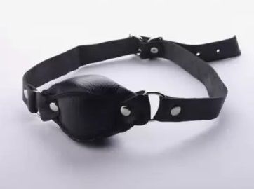 Чёрный кожаный кляп на регулируемых ремешках - Sitabella - купить с доставкой в Подольске