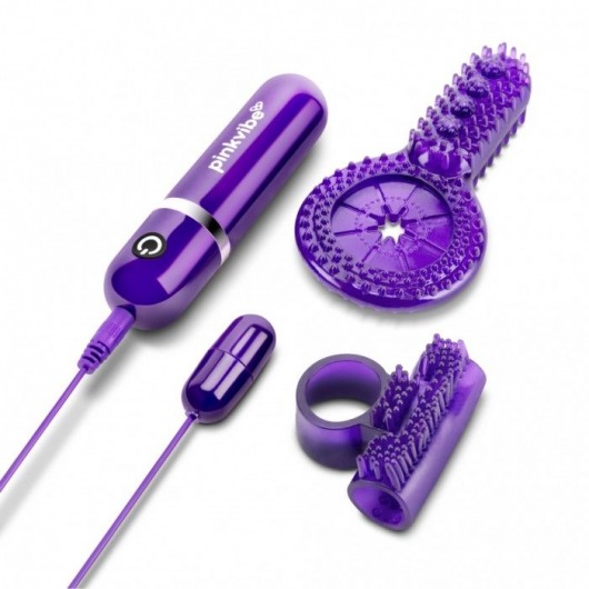 Набор из 2 фиолетовых эрекционных колец с вибрацией - Pink Vibe - в Подольске купить с доставкой