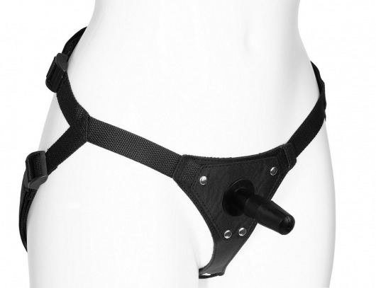 Черный женский пояс-трусики с плугом - LOVETOY (А-Полимер) - купить с доставкой в Подольске