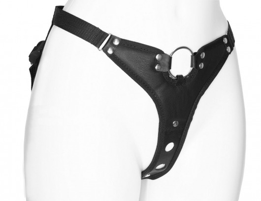 Черный женский пояс с вагинальной пробкой - LOVETOY (А-Полимер) - купить с доставкой в Подольске