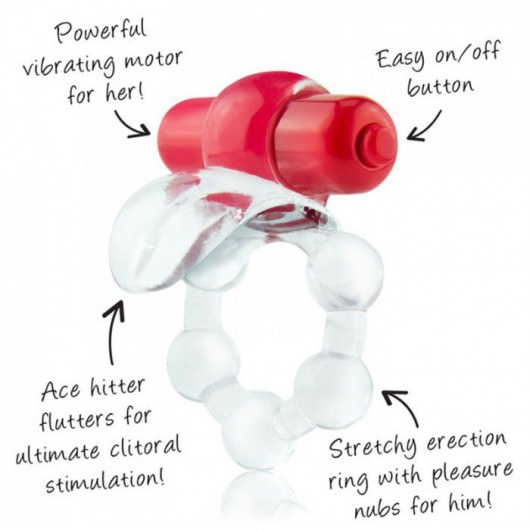 Виброкольцо с язычком и красным виброэлементом Overtime - Screaming O - в Подольске купить с доставкой