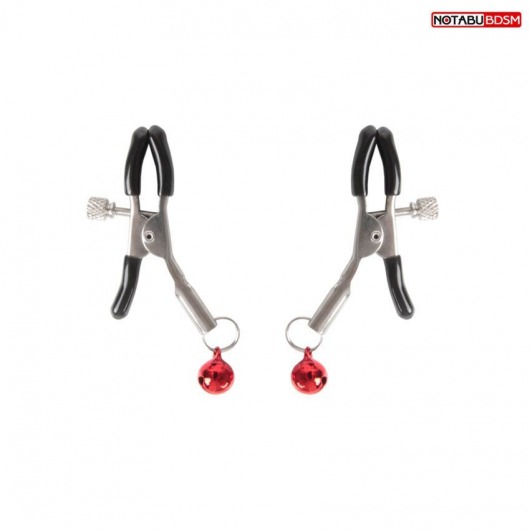 Серебристые зажимы на соски с шариками - Notabu - купить с доставкой в Подольске