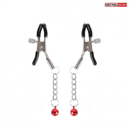 Серебристые зажимы на соски с шариками на цепочках - Notabu - купить с доставкой в Подольске
