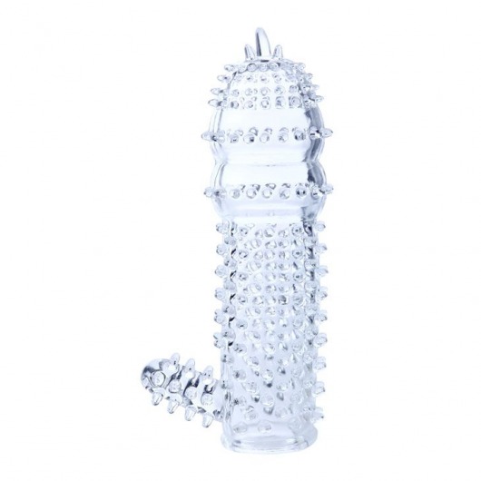 Прозрачная насадка на пенис с шипами и стимулятором клитора - 14,2 см. - Baile - в Подольске купить с доставкой