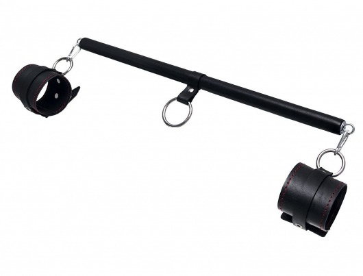 Черная распорка для ног с кожаными манжетами - Pecado - купить с доставкой в Подольске