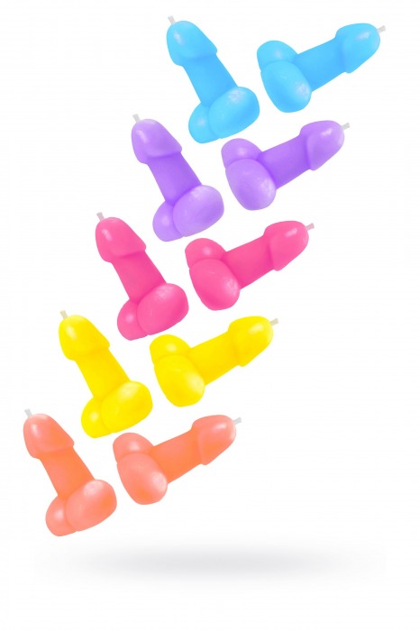 Набор из 10 разноцветных свечей в форме пениса - Pecado - купить с доставкой в Подольске