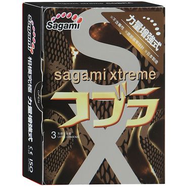 Суженные к основанию презервативы Sagami Xtreme COBRA - 3 шт. - Sagami - купить с доставкой в Подольске