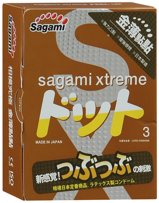 Презервативы Sagami Xtreme FEEL UP с точечной текстурой и линиями прилегания - 3 шт. - Sagami - купить с доставкой в Подольске