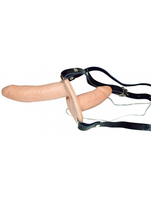 Телесный женский страпон с вагинальной пробкой Strap-On Duo - 15 см. - Orion - купить с доставкой в Подольске