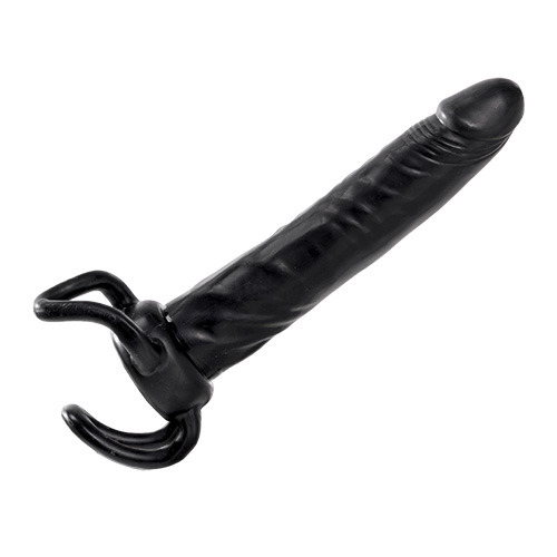 Чёрная насадка-фаллос для двойного проникновения INFLATABLE DILDO SLIM DONG  - 13,5 см. - Toyz4lovers - в Подольске купить с доставкой