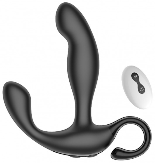Черный вибромассажер простаты с эффектом фингеринга и пультом ДУ - Secwell - в Подольске купить с доставкой