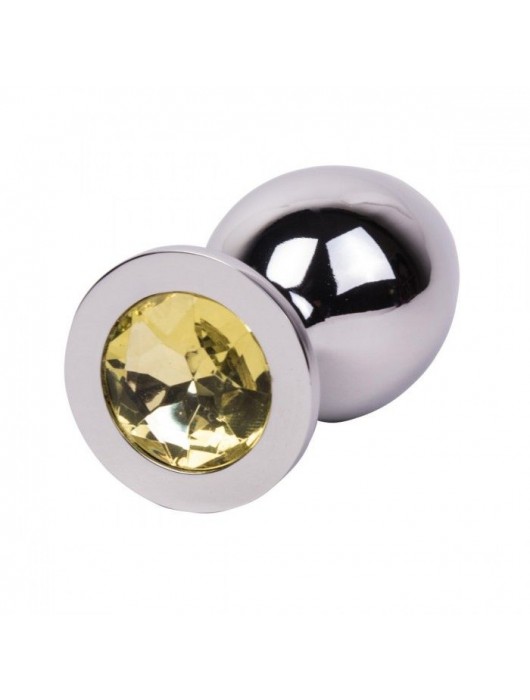 Большой стальной плаг с желтым кристаллом Sweet Lemon - 9,5 см. - Erotic Fantasy - купить с доставкой в Подольске