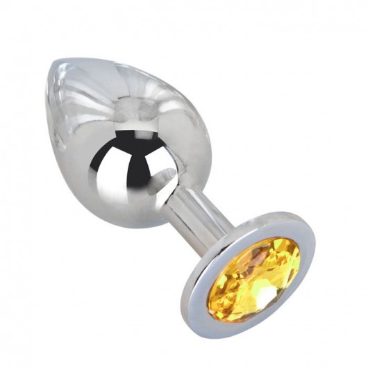 Большой стальной плаг с желтым кристаллом Sweet Lemon - 9,5 см. - Erotic Fantasy - купить с доставкой в Подольске