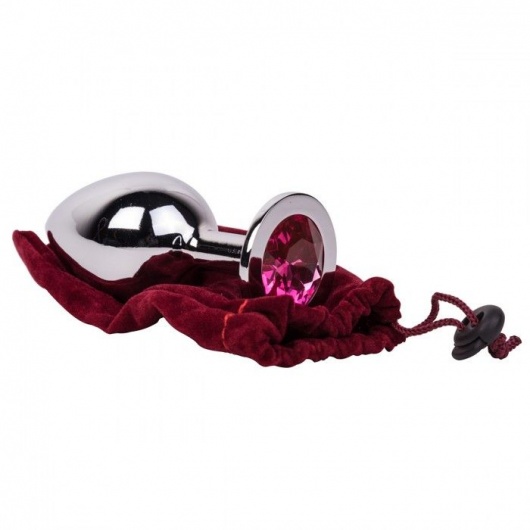 Большой стальной плаг с розовым кристаллом Pink Bubble Gum - 9,5 см. - Erotic Fantasy - купить с доставкой в Подольске