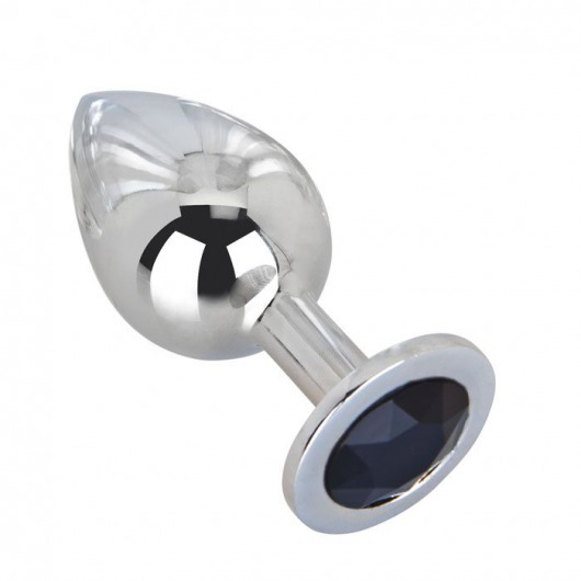 Большой стальной плаг с черным кристаллом Black Rave - 9,5 см. - Erotic Fantasy - купить с доставкой в Подольске