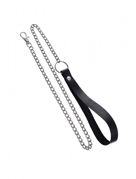 Черный кожаный ошейник-воротник с поводком - Pecado - купить с доставкой в Подольске