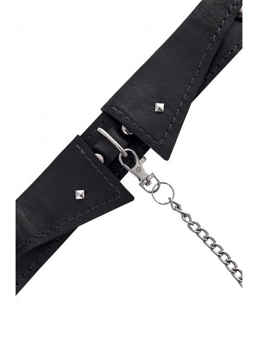 Черный кожаный ошейник-воротник с поводком - Pecado - купить с доставкой в Подольске