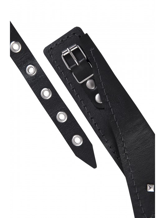 Черный кожаный ошейник-воротник с поводком - Pecado - купить с доставкой в Подольске