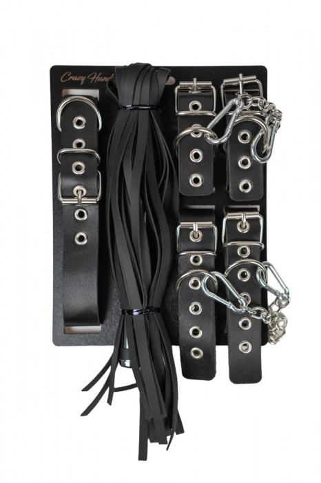 БДСМ-набор с плёткой в черном цвете - Crazy Handmade - купить с доставкой в Подольске