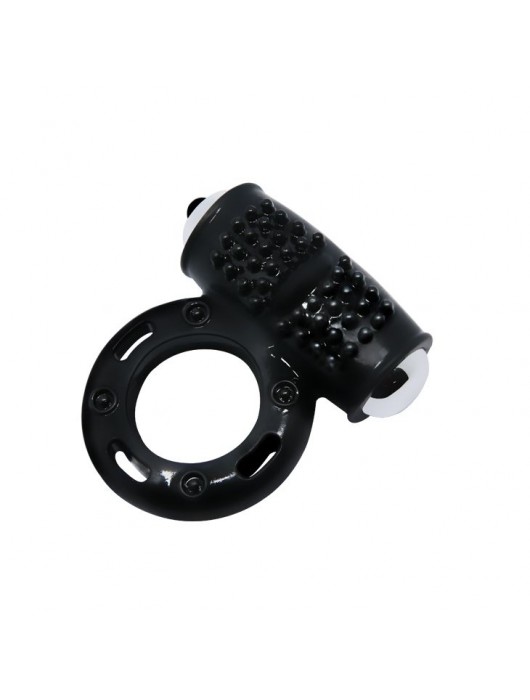 Черное эрекционное кольцо с 10 режимами вибрации - Baile - в Подольске купить с доставкой
