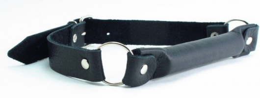 Черный кожаный кляп-трензель на кольцах - БДСМ Арсенал - купить с доставкой в Подольске