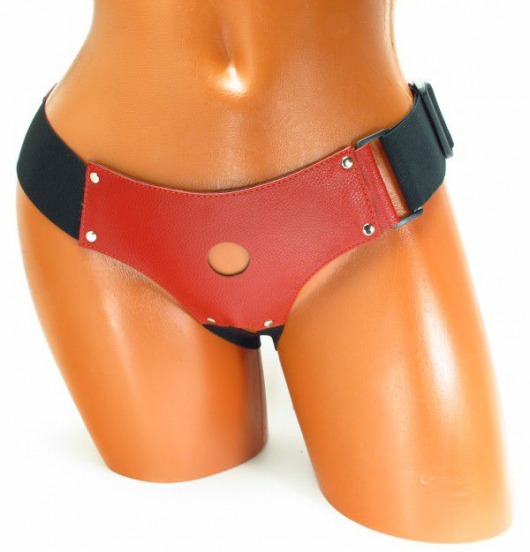 Трусики для маленькой насадки из красной кожи - БДСМ Арсенал - купить с доставкой в Подольске
