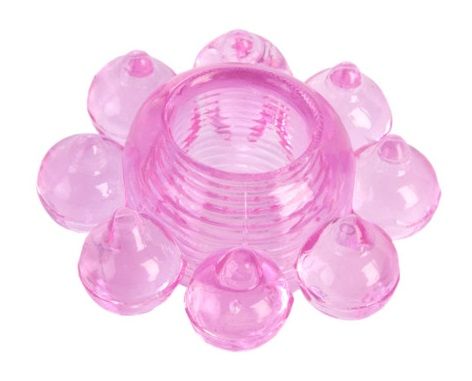 Розовое гелевое эрекционное кольцо-цветок - Toyfa Basic - в Подольске купить с доставкой