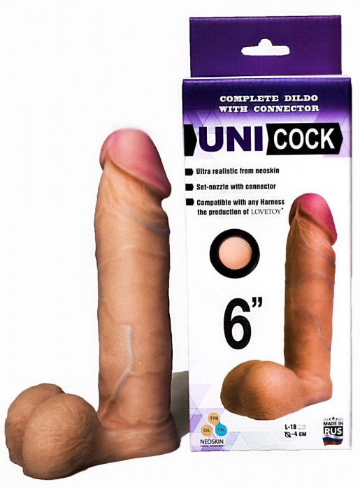 Насадка для страпона фаллической формы UNICOCK 6  - 18 см. - LOVETOY (А-Полимер) - купить с доставкой в Подольске