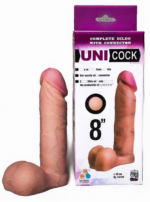 Фаллическая насадка для страпона UNICOCK 8  - 20 см. - LOVETOY (А-Полимер) - купить с доставкой в Подольске