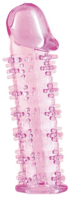 Розовая насадка на пенис с шипами - 12,5 см. - A-toys - в Подольске купить с доставкой