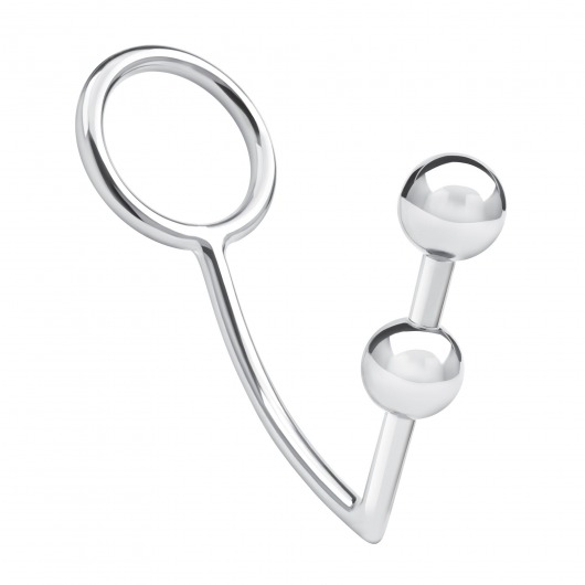 Кольцо на пенис с анальным стимулятором Two Bead Stainless Steel Anal Hook   Cock Ring - BlueLine - в Подольске купить с доставкой