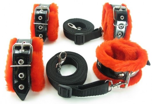 Набор на кровать с красным мехом BDSM Light - БДСМ Арсенал - купить с доставкой в Подольске