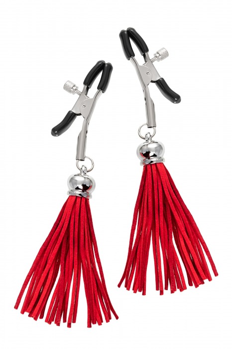 Зажимы на соски «Прищепки» с красными кисточками из замши - Pecado - купить с доставкой в Подольске