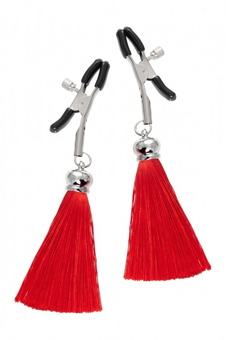 Зажимы на соски «Прищепки» с красными кисточками из шелка - Pecado - купить с доставкой в Подольске