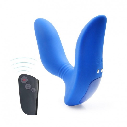 Синий вибромассажер простаты 3,5’’ Remote Control Curve P-spot Massager - 12 см. - Erokay - в Подольске купить с доставкой