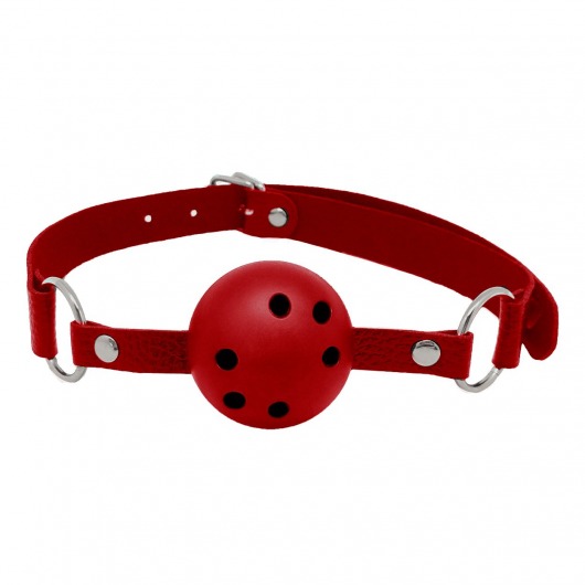 Красный кляп-шар Discretion на регулируемых ремешках - Adrien Lastic - купить с доставкой в Подольске
