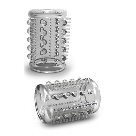 Прозрачная насадка с шипами и шишечками STAY HARD COCK SLEEVE 03 CLEAR - Blush Novelties - в Подольске купить с доставкой