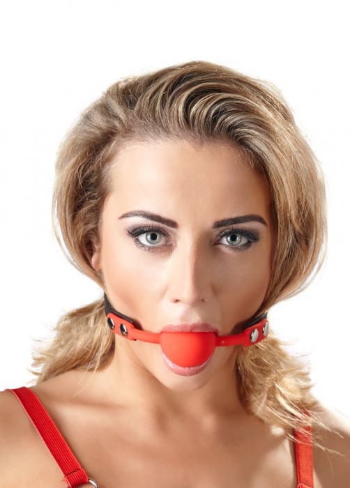 Силиконовый кляп-шар на чёрных ремешках Red Gag silicone - Orion - купить с доставкой в Подольске