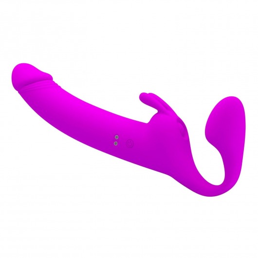 Лиловый безремневой страпон с вибрацией Zanini - Baile - купить с доставкой в Подольске