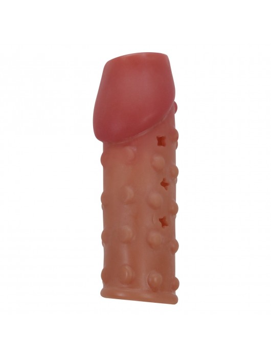 Телесная открытая насадка на пенис с бугорками - 19,8 см. - Baile - в Подольске купить с доставкой