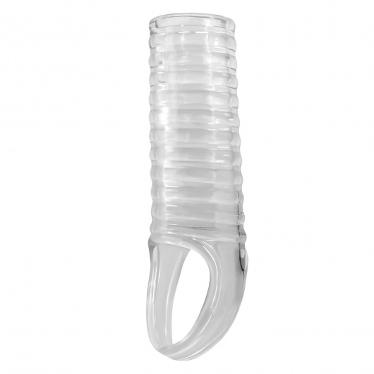 Прозрачная насадка на пенис с ребрышками и подхватом мошонки - Baile - в Подольске купить с доставкой
