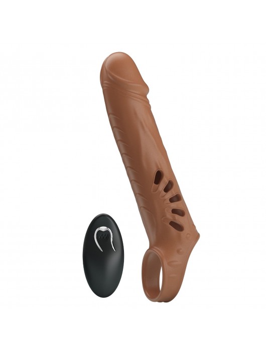 Коричневая вибронасадка с подхватом мошонки и пультом ДУ - Baile - в Подольске купить с доставкой