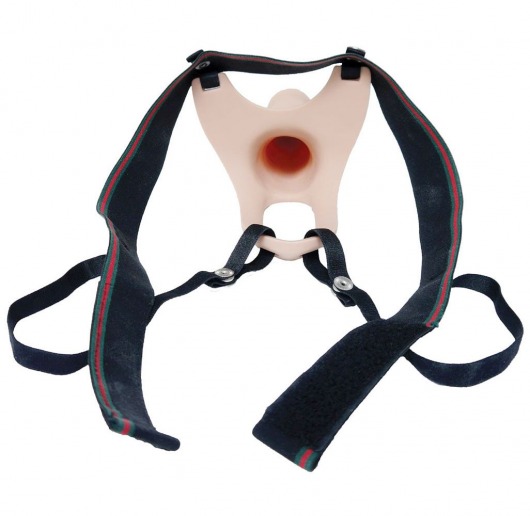 Телесный полый страпон на ремешках - 16,5 см. - Boys of Toys - купить с доставкой в Подольске