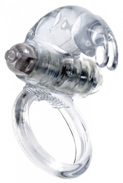 Прозрачное эрекционное виброкольцо с клиторальным зайчиком - Boys of Toys - в Подольске купить с доставкой