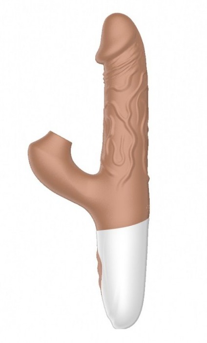 Телесный вибратор-кролик с функцией поступательных движений - 22,5 см. - Secwell