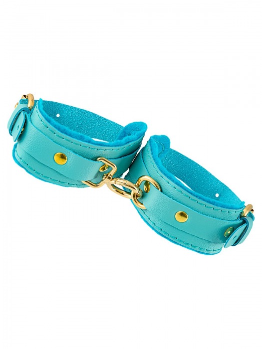 Голубые двуслойные кожаные оковы - Pecado - купить с доставкой в Подольске