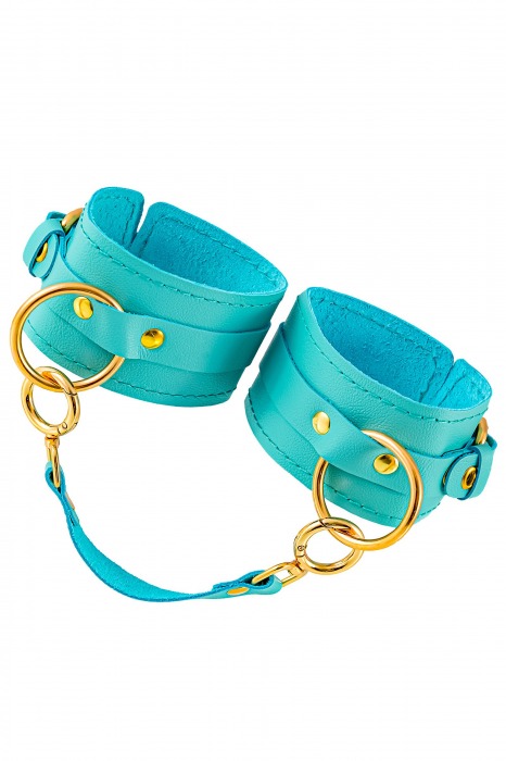 Голубые однослойные кожаные оковы - Pecado - купить с доставкой в Подольске