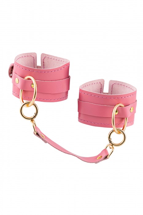 Розовые однослойные кожаные оковы - Pecado - купить с доставкой в Подольске