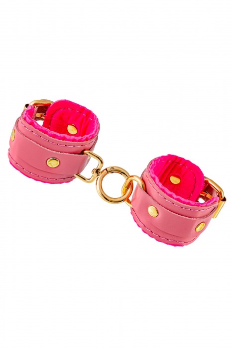 Розовые двуслойные кожаные наручники-браслеты - Pecado - купить с доставкой в Подольске