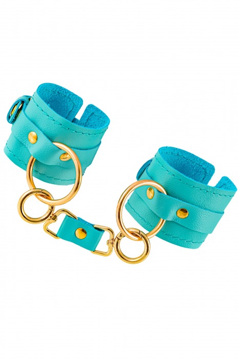 Голубые однослойные кожаные наручники - Pecado - купить с доставкой в Подольске